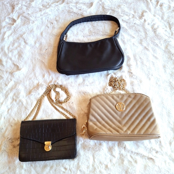 Holiday Purse Black Snake Embossed Goldtone Square Shoulder Crossbody Clutch - Picture 2 of 10